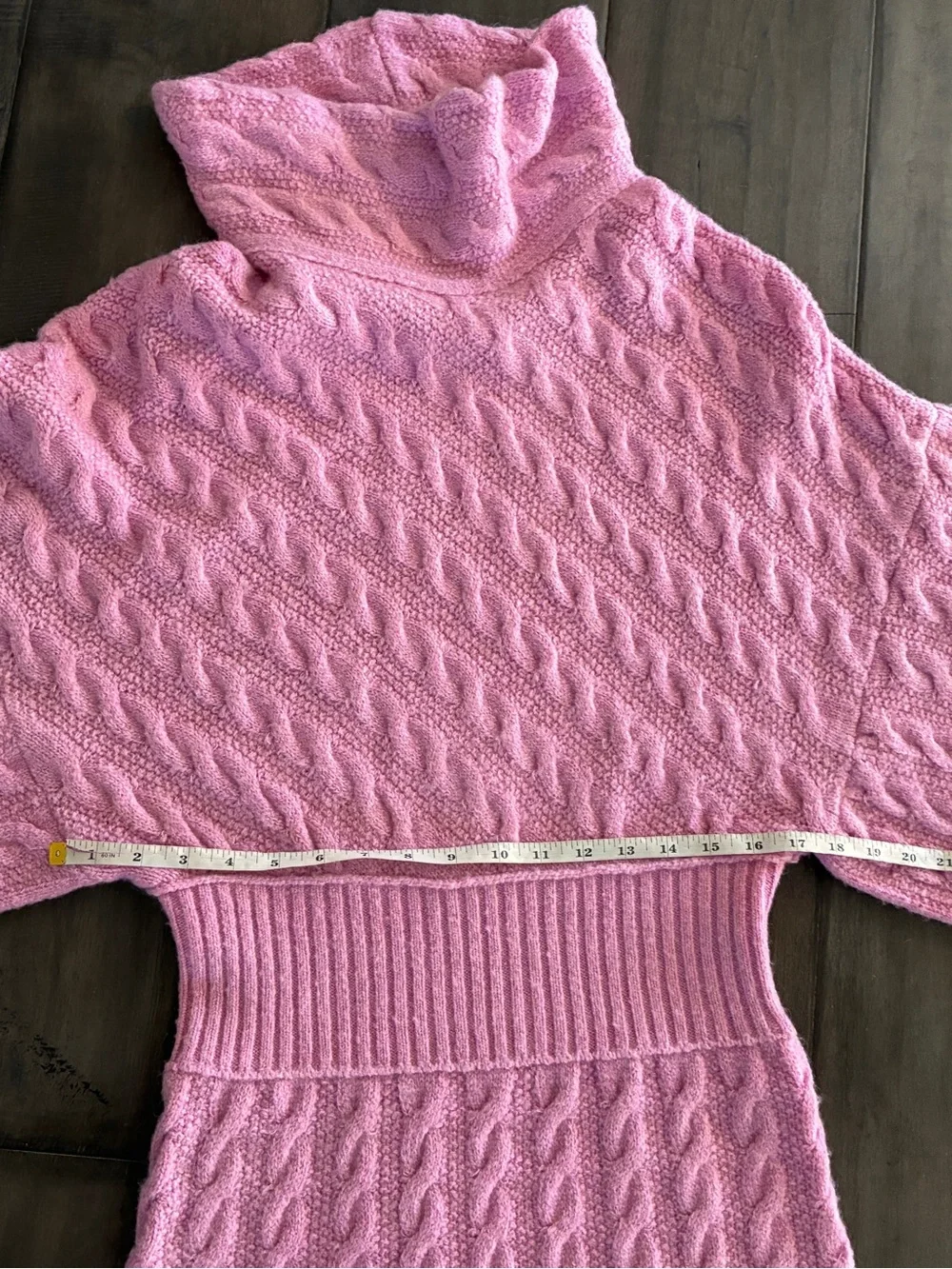 Free People Sweetheart Cable Knit Cowl-Neck Sweater Dress in Pink - Size Medium